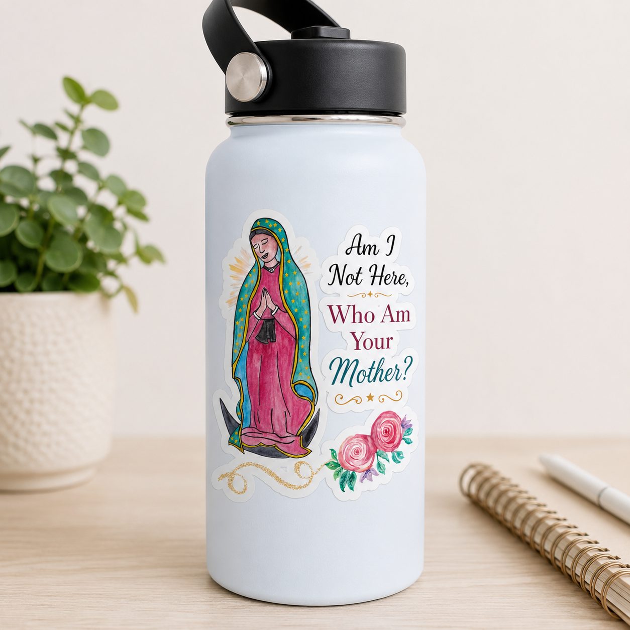 Our Lady of Guadalupe Sticker – "Am I Not Here, Who Am Your Mother?" Kiss-Cut Catholic Decal - Image 3