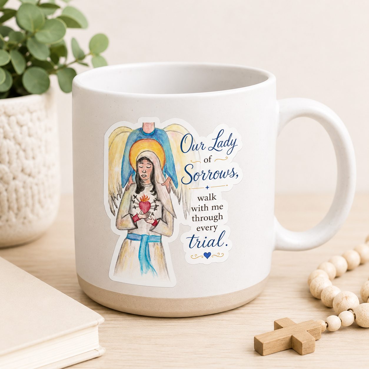 Our Lady of Sorrows Sticker — Catholic Devotional Kiss-Cut Sticker ("Our Lady of Sorrows, walk with me through every trial") - Image 4