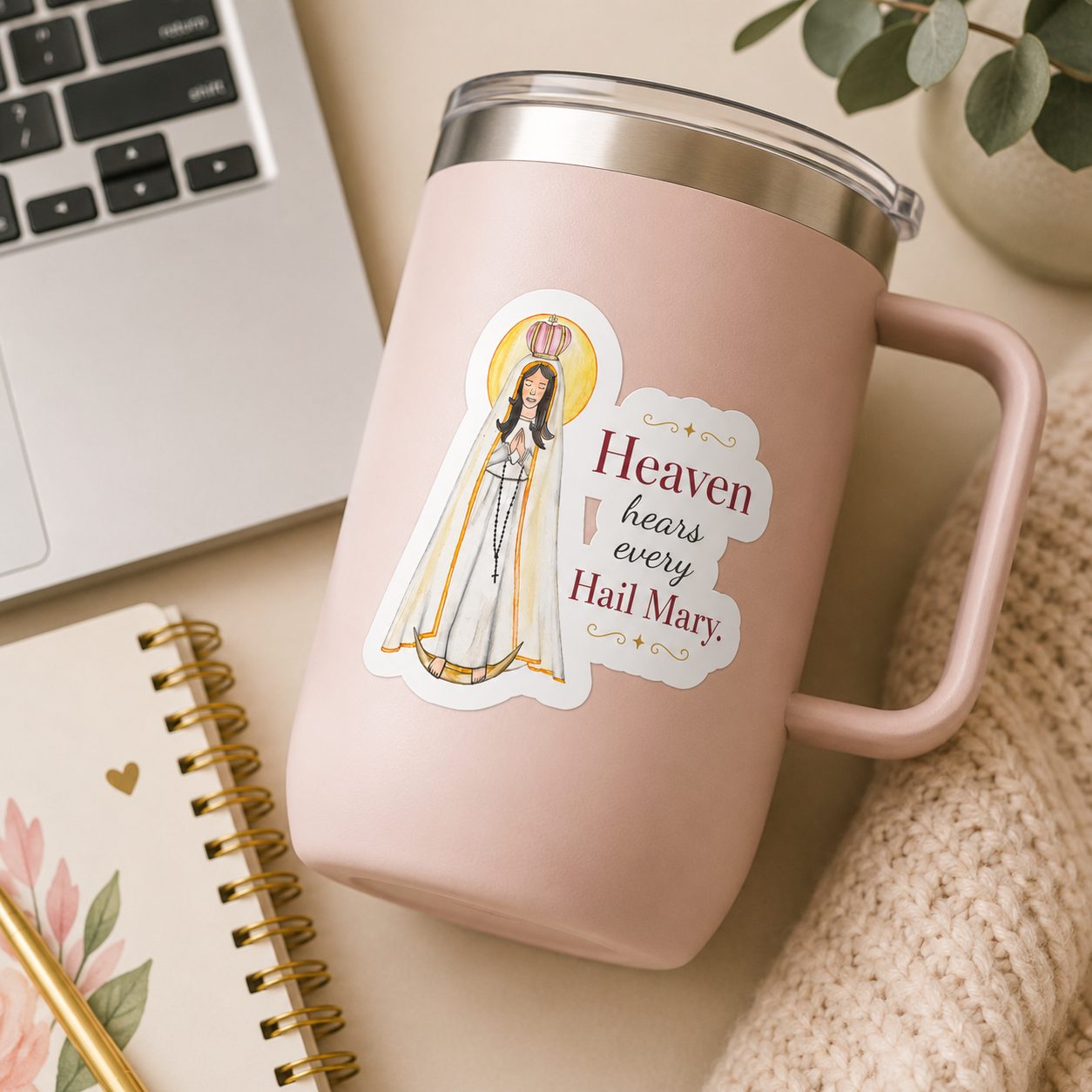 Heaven Hears Every Hail Mary - Virgin Mary Kiss-Cut Vinyl Sticker - Image 3