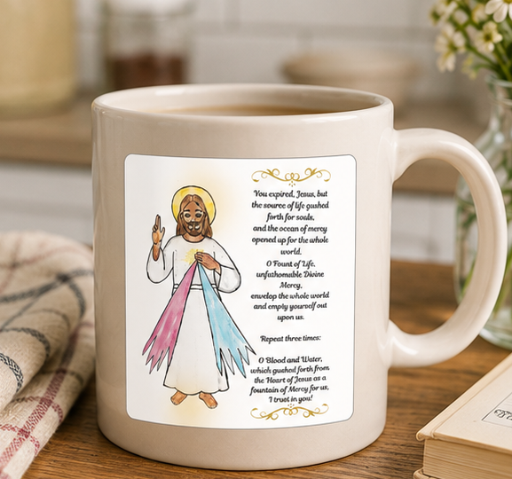 Divine Mercy Jesus 3 o' Clock Prayer Square Sticker — Prayer Verse Devotional Sticker - Image 4