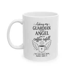 Catholic Ceramic Mug — "Guardian Angel" Inspirational Coffee Cup with Winged Design (11oz, 15oz)