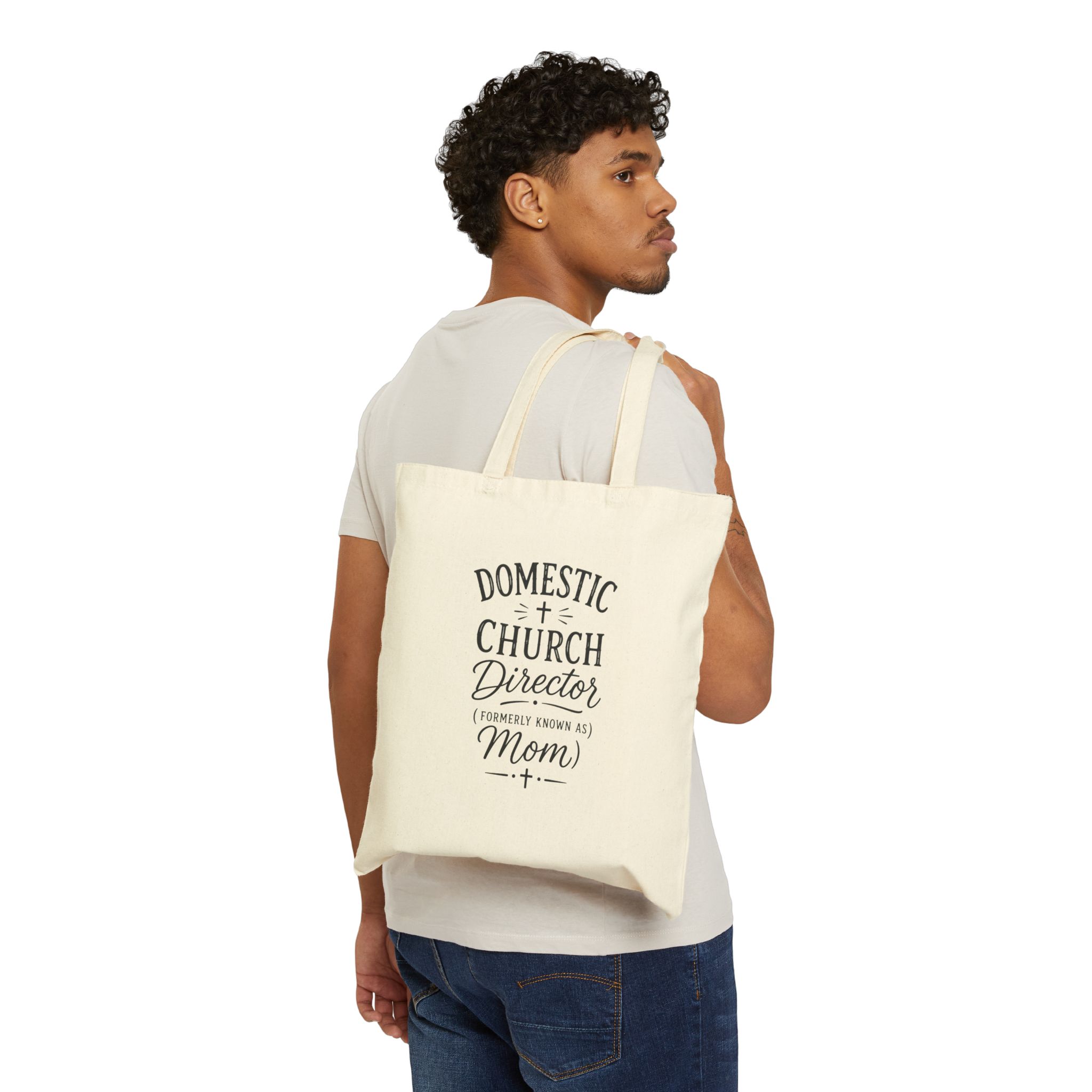 Tote Bag — "Domestic Church Director (Formerly Known As Mom)" Cotton Canvas Tote - Image 3