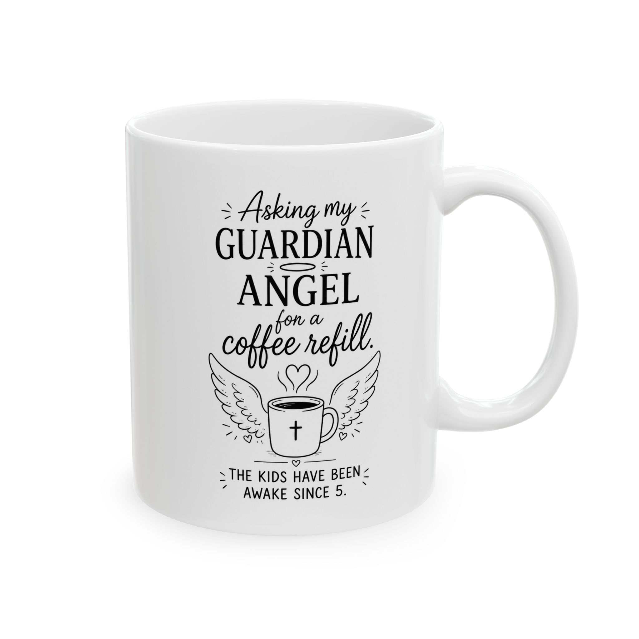 Catholic Ceramic Mug — "Guardian Angel" Inspirational Coffee Cup with Winged Design (11oz, 15oz) - Image 2