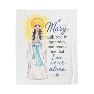 Mary Prayer Velveteen Plush Blanket — "Mary, walk beside me today and remind me that I am never alone"
