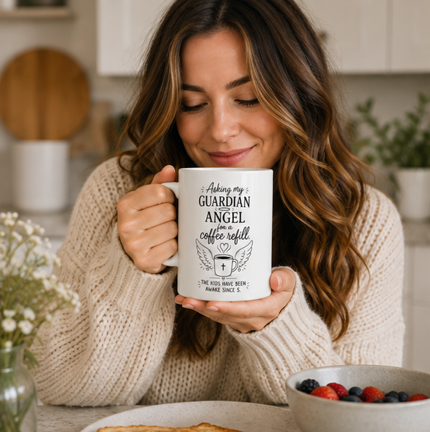 Catholic Ceramic Mug — "Guardian Angel" Inspirational Coffee Cup with Winged Design (11oz, 15oz) - Image 5