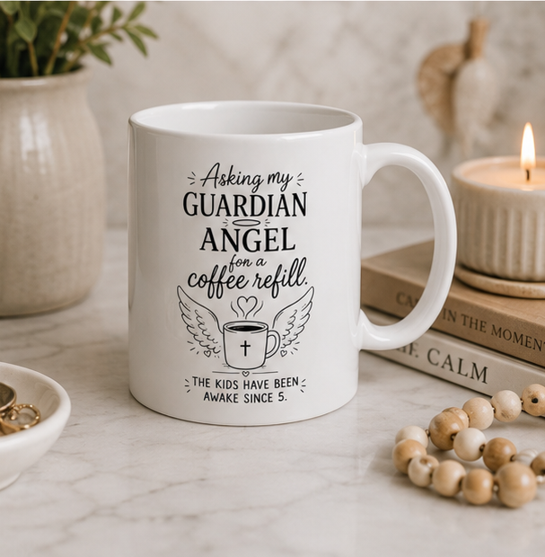 Catholic Ceramic Mug — "Guardian Angel" Inspirational Coffee Cup with Winged Design (11oz, 15oz) - Image 6