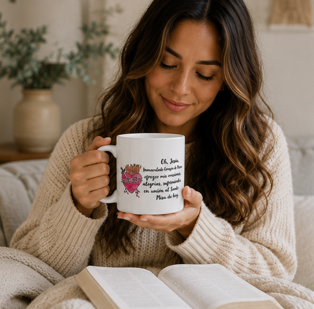 Morning Offering Catholic Mug (in Spanish)! Ceramic Mug 11oz - Image 4