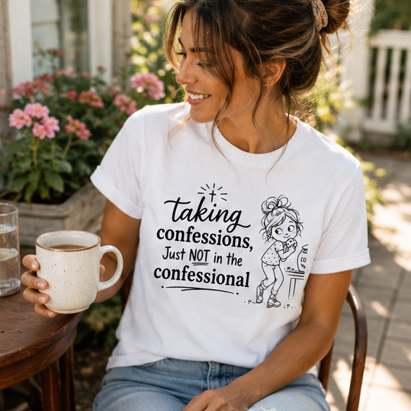 Catholic Mom Tee-Taking Confessions Just NOT in the Confessional T-shirt - Image 6