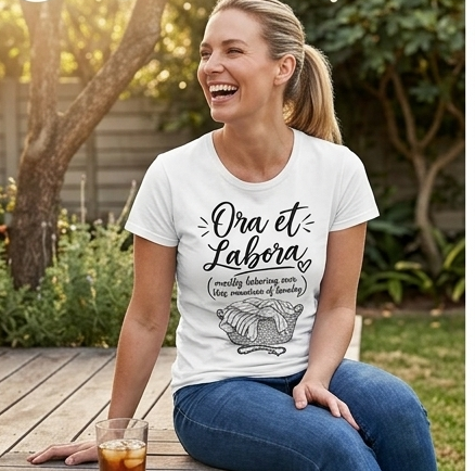Ora et Labora Laundry Tee — Monastic Work & Prayer Catholic Graphic T-Shirt