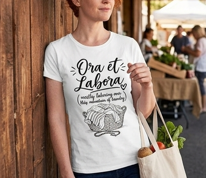 Ora et Labora Laundry Tee — Monastic Work & Prayer Catholic Graphic T-Shirt - Image 6
