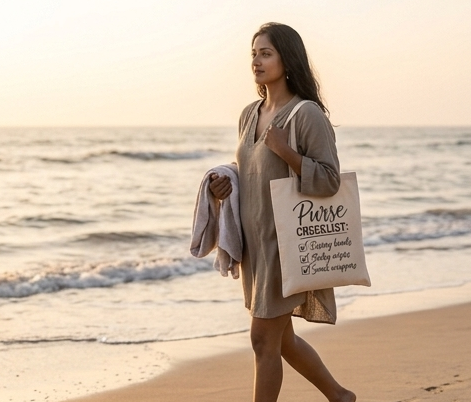 Tote Bag — "Purse Checklist: Rosary beads, Baby wipes, Snack wrappers" Cotton Canvas Tote - Image 5